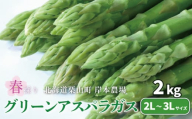 【先行予約】極太 北海道産 春採りグリーンアスパラガス 2kg 3L～2L 岸本農場　YH036