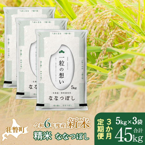 【新米】【令和6年産米】北海道壮瞥産 ななつぼし 計45kg（5kg×3袋 3ヵ月定期配送） SBTE057 1515303 - 北海道壮瞥町