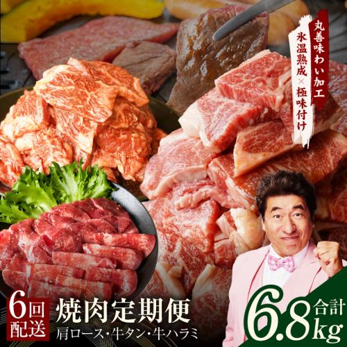 焼肉定期便 総量6.8kg（肩ロース／牛タン／牛ハラミ）全6回 丸善味わい加工【毎月発送コース】 mrzZ011 1516376 - 大阪府泉佐野市
