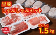 北海道　黒豚しゃぶしゃぶAセット1.5kg・ハンバーグ5個【A012-1-1】