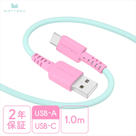 MOTTERU(モッテル) バイカラーケーブル USB-A to USB-C iPhone16 15 Android各種 しなやか 絡まない データ転送 ケーブルバンド付 1m 全3色 2年保証(MOT-BCECAC100)ミントフラミンゴ 【 ケーブル 神奈川県 海老名市 】