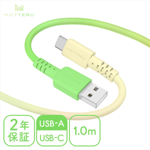 MOTTERU(モッテル) グラデーションケーブル　急速充電 データ転送対応 USB-A to USB-C 1m 2年保証（MOT-SCBACG100） メロンクリームソーダ 【 ケーブル 神奈川県 海老名市 】 1516606 - 神奈川県海老名市