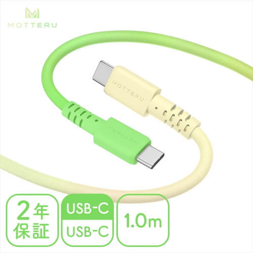 MOTTERU(モッテル) グラデーションケーブル　急速充電 データ転送対応 USB-C to USB-C 1m 2年保証（MOT-SCBCCG100） メロンクリームソーダ 【 ケーブル 神奈川県 海老名市 】 1516608 - 神奈川県海老名市