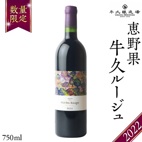 恵野果 牛久ルージュ 2022 750ml×1本 茨城県産 牛久醸造場 日本ワイン ワイン 赤ワイン 750ml ミディアムボディ お酒 贈り物 葡萄 ぶどう 1517479 - 茨城県牛久市