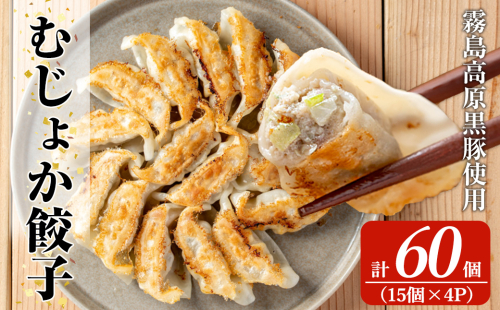 K-285-B 霧島高原純粋黒豚使用！むじょか餃子(15個×4P 計60個)【MAGONIMO餃子】霧島市 餃子 ぎょうざ 生餃子 黒豚 豚 惣菜 総菜 時短 おかず 1518010 - 鹿児島県霧島市