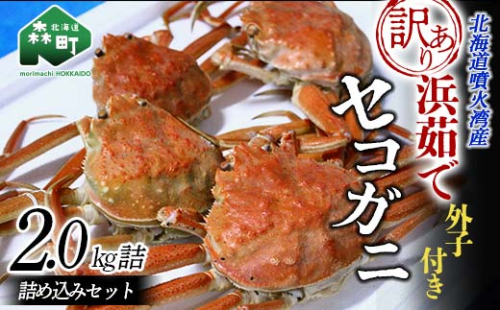 【訳あり】浜茹でセコガニ（メスのカニ/外子付き）2kg 詰め込みセット 北海道噴火湾産 ＜道産ネットミツハシ＞ かに カニ 蟹 がに 北海道 森町 ふるさと納税 mr1-0727 1518485 - 北海道森町