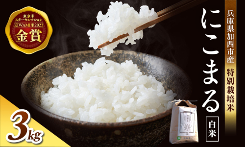 令和8年産 新米 特別栽培米 にこまる 白米 3kg 精米 お米 こめ コメ ごはん ご飯 単一原料米 1518710 - 兵庫県加西市