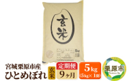 《定期便9ヶ月》【令和6年産・玄米】宮城県栗原産 ひとめぼれ 毎月5kg (5kg×1袋)×9ヶ月