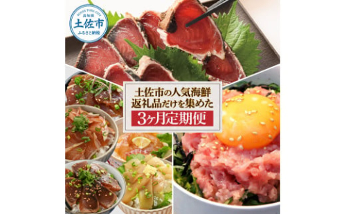 土佐市の人気海鮮返礼品だけを集めた3か月定期便 訳あり鰹のたたき1.6kg 訳あり海鮮漬け丼10パック(5種×2P)セット 訳ありネギトロ700g(70g×10袋)  1519976 - 高知県土佐市