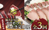 [全3回定期便・隔月お届け]カツオ と ブリ の たたき 定期便(指宿食品/Z041-1692) 頒布会 鰹 鰤 刺身 カツオのたたき かつおのたたき 国産 鹿児島県産 冷凍 新鮮 指宿 いぶすき 鹿児島 魚 魚介 海鮮 ポン酢 たれ セット 小分け