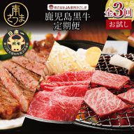 【JA食肉かごしま】鹿児島黒牛お試し定期便（全3回） 和牛日本一の「鹿児島黒牛」 お肉 ステーキ すき焼き しゃぶしゃぶ 黒毛和牛 牛肉 定期便 南さつま市