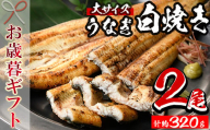 [令和6年お歳暮対応]厳選! 国産 鹿児島県産 うなぎ 白焼き 大 2尾(約320g) 秘伝のタレ 付き 鰻養殖生産量日本一 鹿児島県産新仔うなぎ使用 こだわりの地焼き! 国産 鹿児島県産 冷凍 うなぎ 鰻 ウナギ 白焼き ギフト にも![南竹鰻加工][SB-034H]