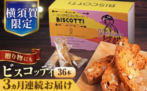 【全3回定期便】よこすか限定箱ビスコッティ（36本入） 横須賀 国産  葉山 アーモンド くるみ 人気 焼き菓子 焼菓子 洋菓子 ビスコッティ スイーツ 【マーロウ】 [AKAF089] 1529243 - 神奈川県横須賀市