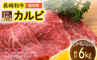 【12回定期便】 長崎和牛 焼肉 カルビ 約500g 長与町/ワタナベ商店 [ECT024]