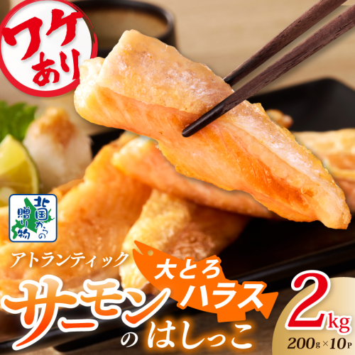 【総量2kg】大とろハラス 200g×10P  アトランティックサーモン【小分け 鮭ハラス 腹ヒレ肉 昆布塩加工 はしっこ 訳あり 鮭 さけ シャケ しゃけ】 099H3904
 1530636 - 大阪府泉佐野市