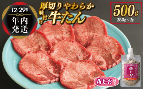 【年内発送】厚切り やわらか 味付け 牛たん 500g 梅塩付 within2024 G1360y 1530774 - 大阪府泉佐野市