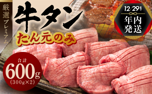 【年内発送】牛たん たん元のみ 600g（300g×2）厳選 牛肉 焼くだけ 暴れ盛りプレミアム within2024 G1432y 1530779 - 大阪府泉佐野市