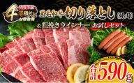 ≪お歳暮・冬ギフト2024≫黒毛和牛 切り落とし 焼肉 粗挽きウインナー お試し セット 合計590g お肉 牛肉 ビーフ 加工品 豚肉 国産 和牛 牛丼 炒め物 おすすめ A4 A5 おかず お弁当 おつまみ BBQ バーベキュー 鉄板焼き ご褒美 お祝い 記念日 人気 食品 宮崎県 日南市 送料無料_BA83-243