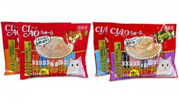 静岡市清水区由比にある『いなば食品静岡工場』で製造している、キャットフードのおやつ＜CIAO＞チャオ「ちゅ〜る」「焼きかつお」です。 定番のちゅーる「贅沢バラエティ40本」「シーフードバラエティ40本