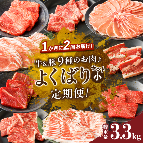 ≪定期便≫＼1か月に2回お届け!!／牛＆豚!!９種のお肉よくばりセット(小)【総重量3.3kg】 肉 牛 牛肉 おかず 国産_T030-037 1531871 - 宮崎県都農町