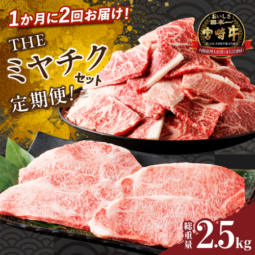 ≪定期便≫＼1か月に2回お届け!!／THEミヤチクセット【総重量2.5kg】 肉 牛 牛肉 国産_T030-053 1531872 - 宮崎県都農町