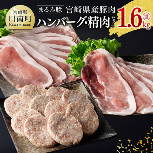 「まるみ豚」宮崎県産豚肉　ハンバーグ・精肉セット　計1.6kg 【 豚肉 豚 肉 国産 川南町 ハンバーグ 精肉 】 1532349 - 宮崎県川南町