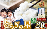 [定期便3回]特A受賞の献上米! 令和6年 新米 栃木県産 とちぎの星 5kg×4袋(合計20kg) | ふるさと 納税 新米 お弁当 お米 精米 美味しい 白米 つやつや とちぎ 玄米 大粒 共通返礼品 送料無料 那珂川町 栃木県