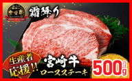 ≪お歳暮・冬ギフト2024≫生産者応援 宮崎牛 ロースステーキ 2枚(計500g) 霜降り サーロイン リブロース 牛肉 黒毛和牛 国産 焼肉 BBQ おかず 人気 ギフト 贈り物 宮崎県 日南市 送料無料