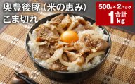 奥豊後豚(米の恵み)こま切れ 合計約1kg 500g×2パック 肉 お肉 豚肉