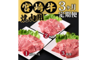 MCT3UY-12 [定期便・全3回]宮崎牛焼肉 3ヶ月定期便!合計1.2kg