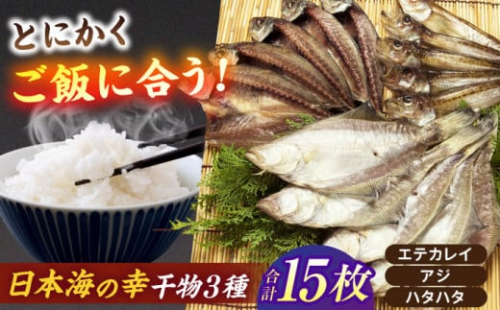 一度食べたらやみつき！恵曇一夜干しセット3種×5尾 島根県松江市/有限会社丸三商店 [ALCP002]｜干物 一夜干し アジ 鯵 あじ カレイ 鰈 かれい 魚 はたはた ハタハタ 開き 山陰沖 日本海 鹿島町 セット 1535429 - 島根県松江市