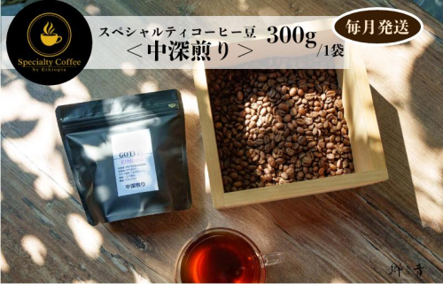 スペシャルティコーヒー焙煎豆 中深煎り 300g 定期便 全12回 12か月【毎月配送コース】 G1406 1535668 - 大阪府泉佐野市