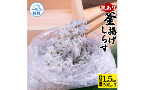 訳あり釜揚げシラス500g×3個 高知県産 釜揚げしらす 簡易梱包 わけあり 不揃い シラス 国産 釜揚げ 新鮮 しらす丼 海鮮丼 お茶漬け 冷凍配送 塩分控えめ お取り寄せ 1537216 - 高知県芸西村