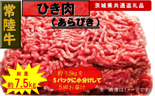 【5か月定期便】【常陸牛】ひき肉（あらびき）約1.5kg【定期便】計5回 総量約7.5kg（茨城県共通返礼品）【 常陸牛 茨城県 日立市 】 1537590 - 茨城県日立市