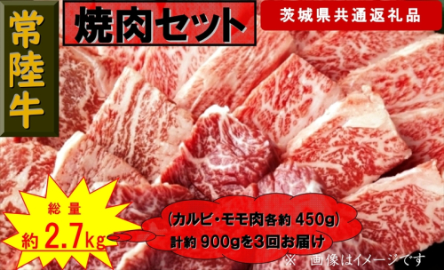 【3か月定期便】【常陸牛】焼肉セット 約900g【定期便】計3回 総量約2,700g（茨城県共通返礼品）【 常陸牛 茨城県 日立市 】 1537790 - 茨城県日立市