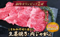 しまね和牛 生姜焼き、肉じゃが等 切り落とし 1kg 【黒毛和牛  おすすめ 小分け 冷凍 和牛オリンピック 肉質NO.1】