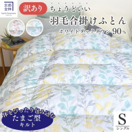 ＜京都金桝＞【訳あり】羽毛布団 合い掛け シングル ホワイトダックダウン90％ ちょうどいい厚さ 軽量 0.8kg DP360 日本製 ≪新着 訳あり 日本製 京都亀岡産 掛け布団 掛布団 合掛け 羽毛ふとん≫
