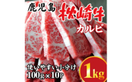 鹿児島 枕崎牛 ＜カルビ 1kg＞ 焼肉 国産和牛 小分け 10P　C0-63【1562437】