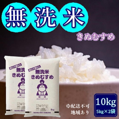 令和6年産 無洗米 きぬむすめ 10kg (5kg×2袋) 岡山県産 お米 1540178 - 岡山県玉野市