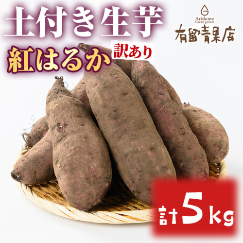 【0073609a】＜訳あり＞自慢の農家×老舗青果店の土付き生芋(紅はるか・5kg) 鹿児島 お芋 サツマイモ 薩摩芋 生芋 焼き芋 おかず スイーツ【有留青果】 1542266 - 鹿児島県東串良町