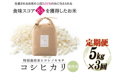 【3回定期】特別栽培米 コシヒカリ ヒロシノキモチ 無洗米 5kg 総計15kg 陽咲玲 米 お米 コメ 無洗米 ご飯 ごはん 富山県産 富山県 立山町 F6T-473 1542502 - 富山県立山町