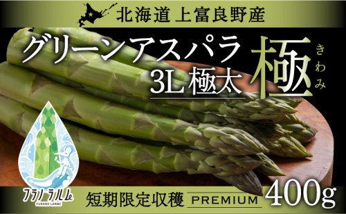 【  2026年 発送 】 先行予約  北海道 上富良野産 グリーン アスパラガス 3L サイズ 400g アスパラ 上富良野町 令和7年 発送 野菜 やさい【オンライン決済限定】 1542886 - 北海道上富良野町