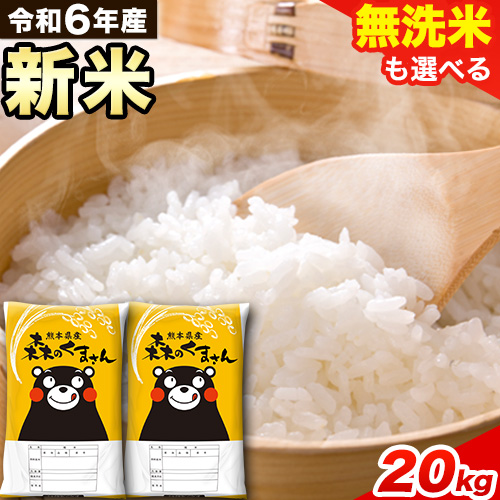 令和6年産 新米 無洗米 も 選べる 森のくまさん 20kg 5kg × 4袋  白米 熊本県産 単一原料米 森くま《7-14営業日以内に出荷予定(土日祝除く)》《精米方法をお選びください》送料無料 1545323 - 熊本県御船町