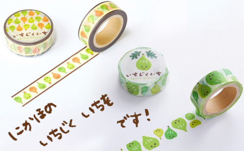 いちじくいちを マスキングテープ 緑・黄セット キャラクター 雑貨 日用品 文房具  154727 - 秋田県にかほ市