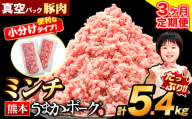 【3ヶ月定期便】 ミンチ 5.4kg 豚 小分け 訳あり 訳有 ひき肉 うまかポーク 傷 規格外 ぶた肉 ぶた 真空パック 数量限定 簡易包装 冷凍 《申込み翌月から発送》