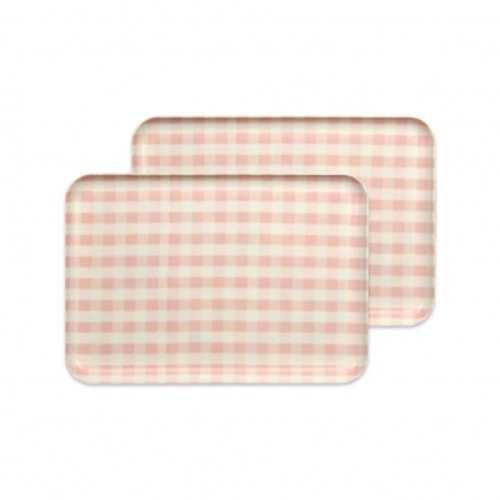 【ピンク2枚組】ST ランチョン トレー M 33cm ミルキー チェック タツクラフト 【Tk75】 1549315 - 和歌山県那智勝浦町