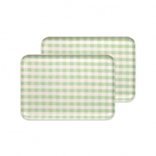 【グリーン2枚組】ST ランチョン トレー M 33cm ミルキー チェック タツクラフト 【Tk77】 1549317 - 和歌山県那智勝浦町