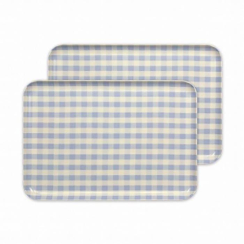 【ブルー2枚組】ST ランチョン トレー L 39cm ミルキー チェック タツクラフト 【Tk97】 1549330 - 和歌山県那智勝浦町