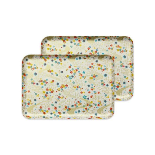 タツクラフト 友禅和紙トレー M 33cm 2枚セット 桜扇 金流水 【Tk312】 1549416 - 和歌山県那智勝浦町