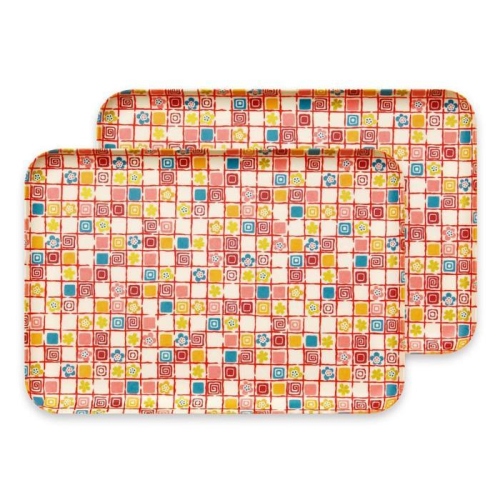 タツクラフト 友禅和紙トレー L 39cm 2枚セット 梅桜 格子 【Tk319】 1549422 - 和歌山県那智勝浦町